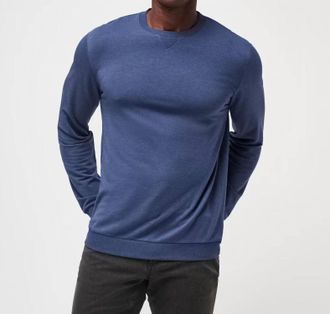 Travis Mathew Amenities Crew Pullover In Heather Blue Nights