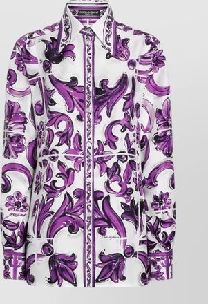 Dolce & Gabbana silk shirt maiolica print floral pattern