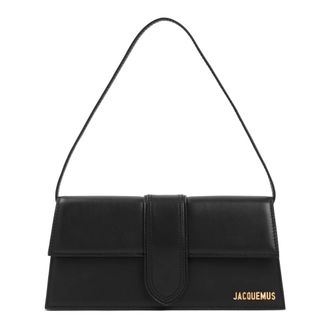 Jacquemus Handbags, female, Black, Size: ONE SIZE Black Leather Handbag with Magnetic Flap