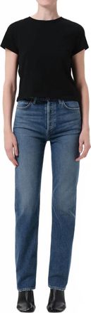 A Gold E 90s Pinch Waist High Rise Straight Jeans In Blue