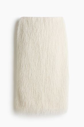 H&M Bleistiftjupe mit Fransen - Cremefarben
