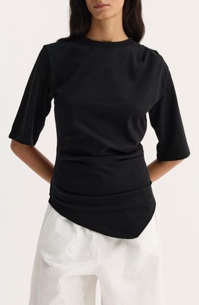 R&oacute;he Reinvented Twisted Organic Cotton T-Shirt in Black at Nordstrom, Size 12 Us