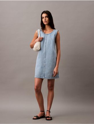 Calvin Klein Jeans Calvin Klein Womens Denim Sleeveless Shift Dress - Blue - XS