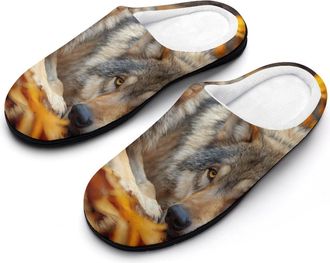 Generic Autumn Wolf Mens Slippers Comfortable And Non-slip Cotton Slipper Shoe for House