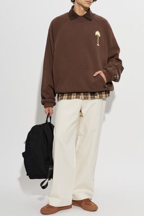 Palm Angels Sweatshirt With Print, Mens, Brown