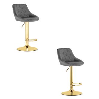 OEM Taburete Kast - Terciopelo Gris / Base Dorada X 2