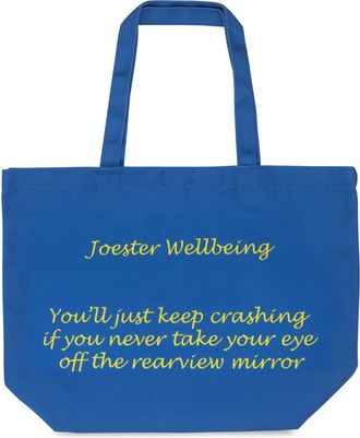 Generic Joester Wellbeing - Cotton/Canvas Tote Bag. (Quote 7: Youll just keep crashing if you never take your eye off the rearview mirror, Royal Blue)