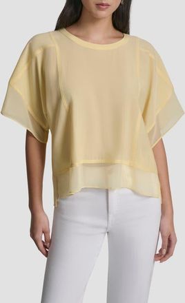 DKNY Mixed Media Dolman Sleeve Top in Buttercream at Nordstrom, Size X-Large