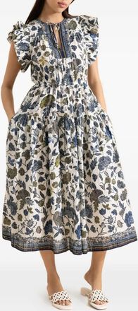 Ulla Johnson Kairi midi-jurk met fladdermouwen - Wit