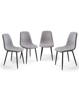 Home Heavenly Pack 4 sillas tapizadas en tela gris patas color negro