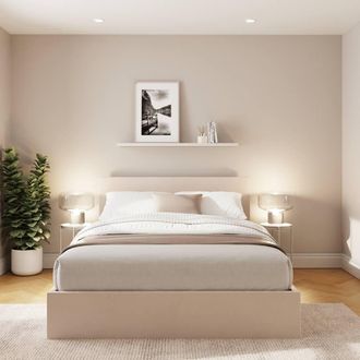 GFW End Lift Ottoman Storage Bed Velvet in Natural | Size: Small Double