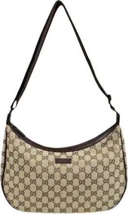 Gucci Pre-owned Cross Body Bags, female, Beige, Size: ONE SIZE Pre-owned Vintage GG Canvas Shoulder Bag