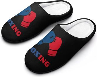 Generic I Love Boxing Funny Mens Cotton Slippers Soft Non-Slip Rubber Sole House Slipper Indoor Outdoor
