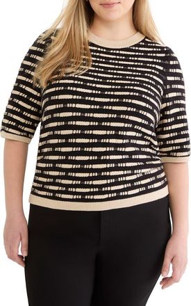 Nic+Zoe Atelier Short Sleeve Sweater in Black Multi at Nordstrom, Size 1 X