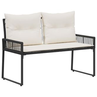 vidaXL Banco De Exterior 4 Pcs Negro Y Crema Rat&aacute;n Sint&eacute;tico Vidaxl