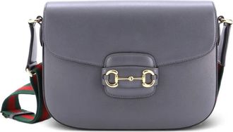 Gucci Horsebit 1955 Leather Large shoulder bag - Grigio