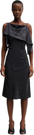 Maison Margiela Folded Jacquard Slip Dress - Dames - Casual kleedjes - Zwart - S - Rayon - Kleedjes