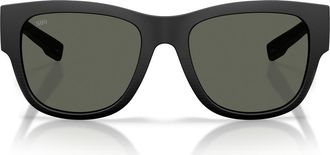 Costa Caleta 55mm Polarized Mirrored Square Sunglasses in Netplus Black /Gray 580G at Nordstrom