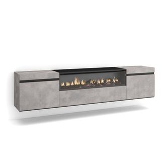 Skraut Home Skraut Home - Mueble Tv, Televisi&oacute;n, Muebles De Sal&oacute;n, Almacenaje, 200x45x35cm, Para Tv Hasta 80, Chimenea El&eacute;ctrica, Colgado, Suspendido, Estilo Mode