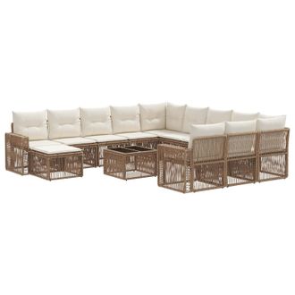 vidaXL Conjunto De Sof&aacute;s De Jard&iacute;n 13 Pcs Beige Y Blanco Crema Vidaxl
