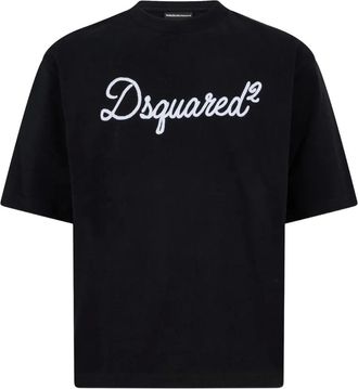 Dsquared2 T-shirt met geborduurd logo - Zwart