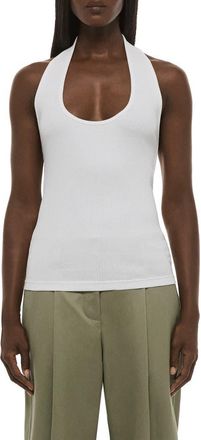 Helmut Lang Stretch Cotton Halter Tank in Optic White at Nordstrom, Size Xx-Small