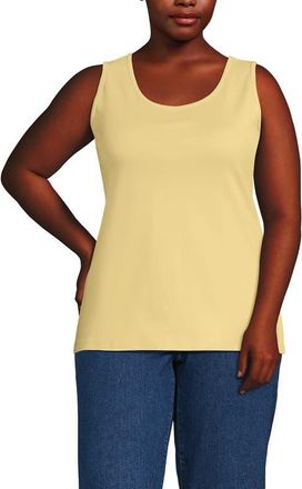 Lands End Cotton Tank Top in Pale Sunbeam Yellow at Nordstrom, Size 3X