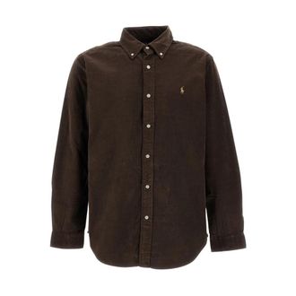 Polo Ralph Lauren Custom Fit Corduroy Shirt - Heren - Casual Overhemden - Bruin - L - Katoen - Overhemden