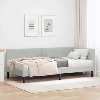 vidaXL Estructura De Cama Esquina Con Colch&oacute;n Otro 2 Uds. Gris Claro Vidaxl