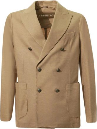 Circolo 1901 Dubbelrijige wol kasjmierjas - Heren - Blazers - Bruin - M - Wol - Jassen