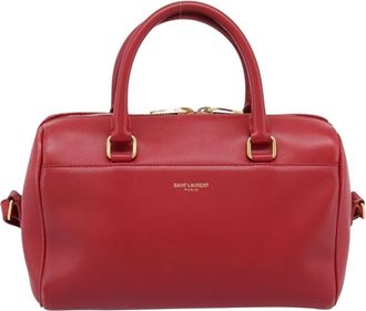 Saint Laurent Classic Baby Duffle Leather Red Leather Handbag (Pre-Owned)