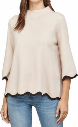 Fate Scallop Edge Detailed Mock Neck Sweater In Blush