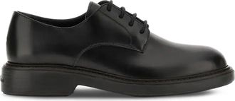 Hogan Black Calfskin Derby Flat Shoes with Classic Lace-Up Design