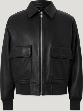 Belstaff Pilot Jacket Mens Lamb Leather Black Size 2XL