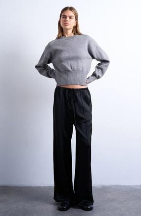 Topshop Satin Drawstring Wide Leg Pants in Black at Nordstrom Rack, Size 12 Us (Fits Like 14)