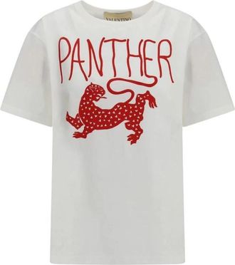 Valentino Cotton Crew Neck T-Shirt - Dames - T-shirts - Wit - M - Katoen - Tops