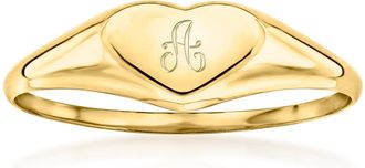 Ross-Simons Childs 14kt Yellow Gold Personalized Heart Signet Ring