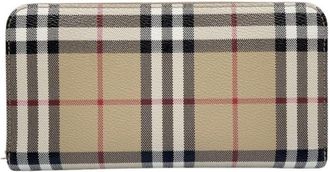 Burberry Beige Brown Pvc Leather Long Wallet (Bi-Fold) (Pre-Owned)