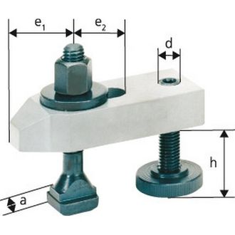 Format Brida Dentada Regulable, Ancho De Ranura : 22 Mm, Tornillos Para Ranura T M20 X 22 X 160 Mm, Ancho De Griya 22 Mm, Altura : 16-65 Mm