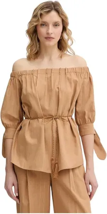 Twinset Dames, Blouses & Shirts, Bruin, Maat: S Leer