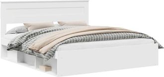 vidaXL Bed Frame with Headboard White 180 x 200 cm Solid Pine Wood vidaXL