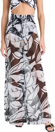 Ramy Brook Haley Cover-Up Pant In Black/white Exotic Palm Print