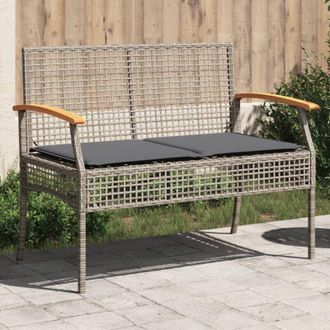 vidaXL Vidaxl - Panca da Giardino con Cuscino Grigia Polyrattan e Legno Acacia