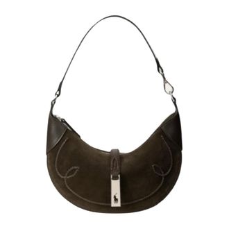 Polo Ralph Lauren Polo ID Suede Western Mini Schoudertas - Dames - Tassen - Bruin - Maat: ONE Size Su&egrave;de