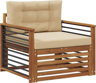 vidaXL Sof&aacute; De Exterior Madera De Acacia S&oacute;lida Y Poli&eacute;ster Vidaxl