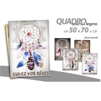 Trade Shop Trade Shop - Quadro Decorativo Tela Su Legno Decoro Indian 50x70x1,8cm Decori Assortiti 743474