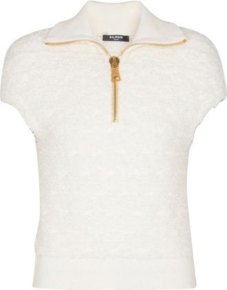 Balmain Tweed top - Dames - Coltruien - Beige - M - Tweed - Truien & Vesten