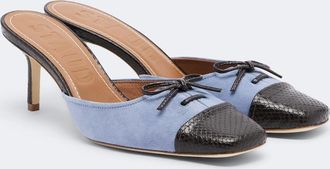 Staud Faye leather-trimmed suede mules