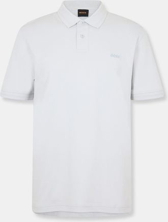 HUGO BOSS Mens Peinterlock Short Sleeve Polo Shirt in Light/Pstl Grey - Size Small