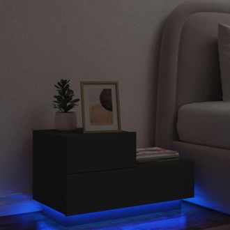 vidaXL Comodino con Luci LED Nero 70x36x40,5 cm vidaXL 923543